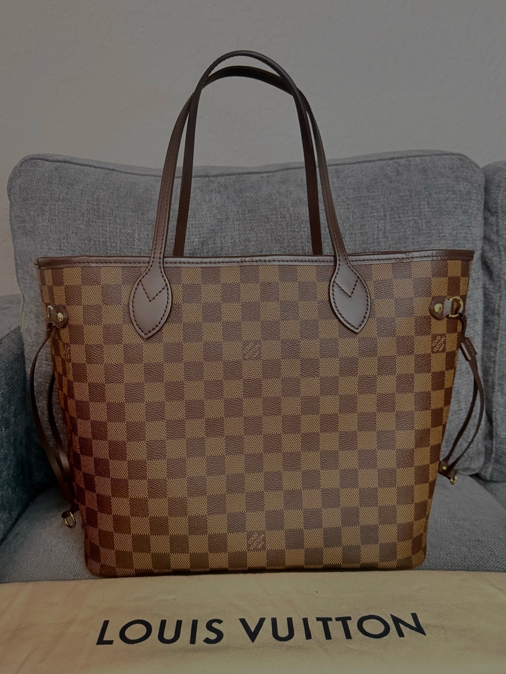 Louis Vuitton Neverfull MM damier ebene tote bag